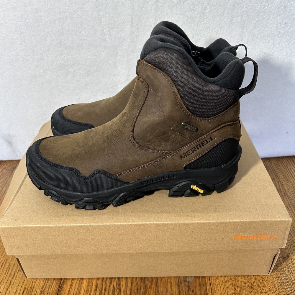 Merrell Mens Size 10.5M Coldpack 3 Thermo Tall Zip Waterproof Brown Boots